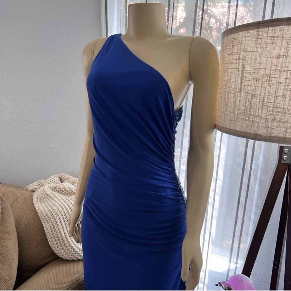 NWTLaundry by Shelli Segal Roya Blue One Shoulder Side Knot Elegant Dress Size 4
